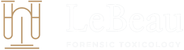 LeBeau Forensic Toxicology Logo in Gold and White